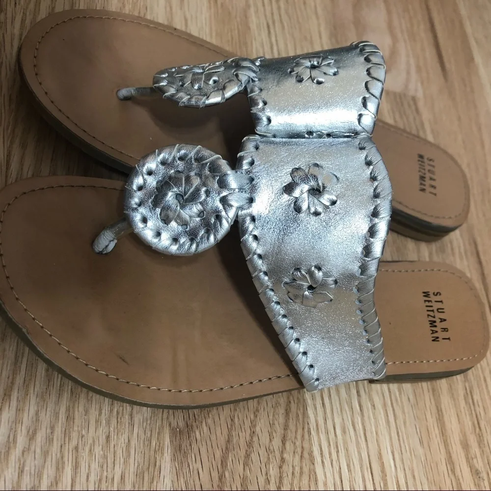 Stuart Weitzman Daisy Silver Sandals Sz 3
